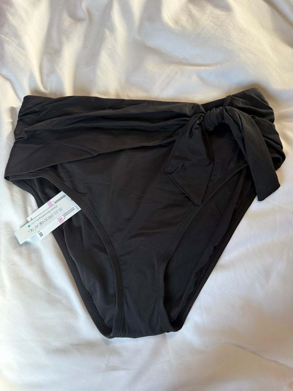 NWT Bleu Rod Beattie High-Waisted Tie-Side Bikini Bottom Black Size 6